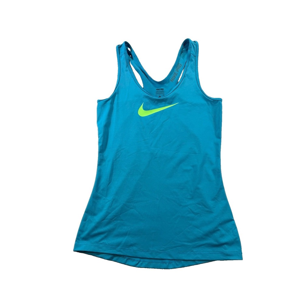 Nike Pro Dri-FIT Womens S Blue Green Stretch Moisture Wicking Racerback Tank